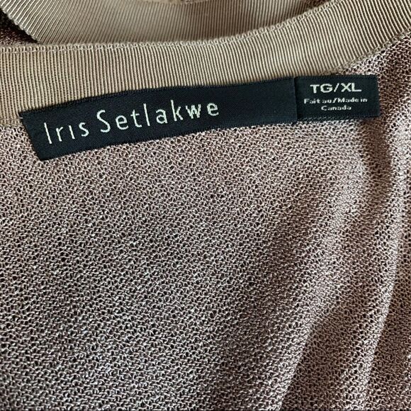 IRIS Setlakwe Tan Brown mesh knit longsleeve open front belted cardigan sweater - Picture 8 of 11